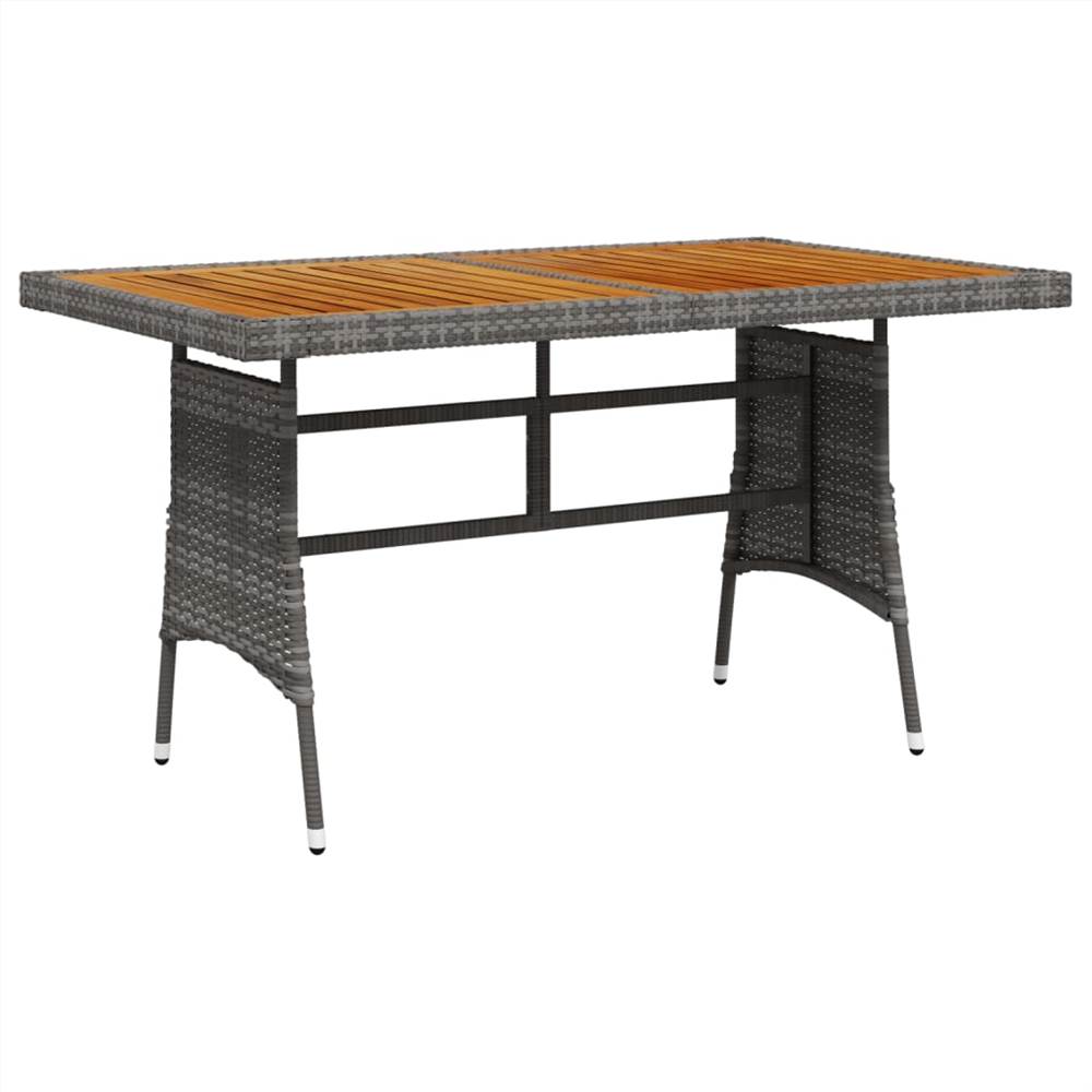 

Garden Table Grey 130x70x72 cm Poly Rattan & Solid Acacia Wood