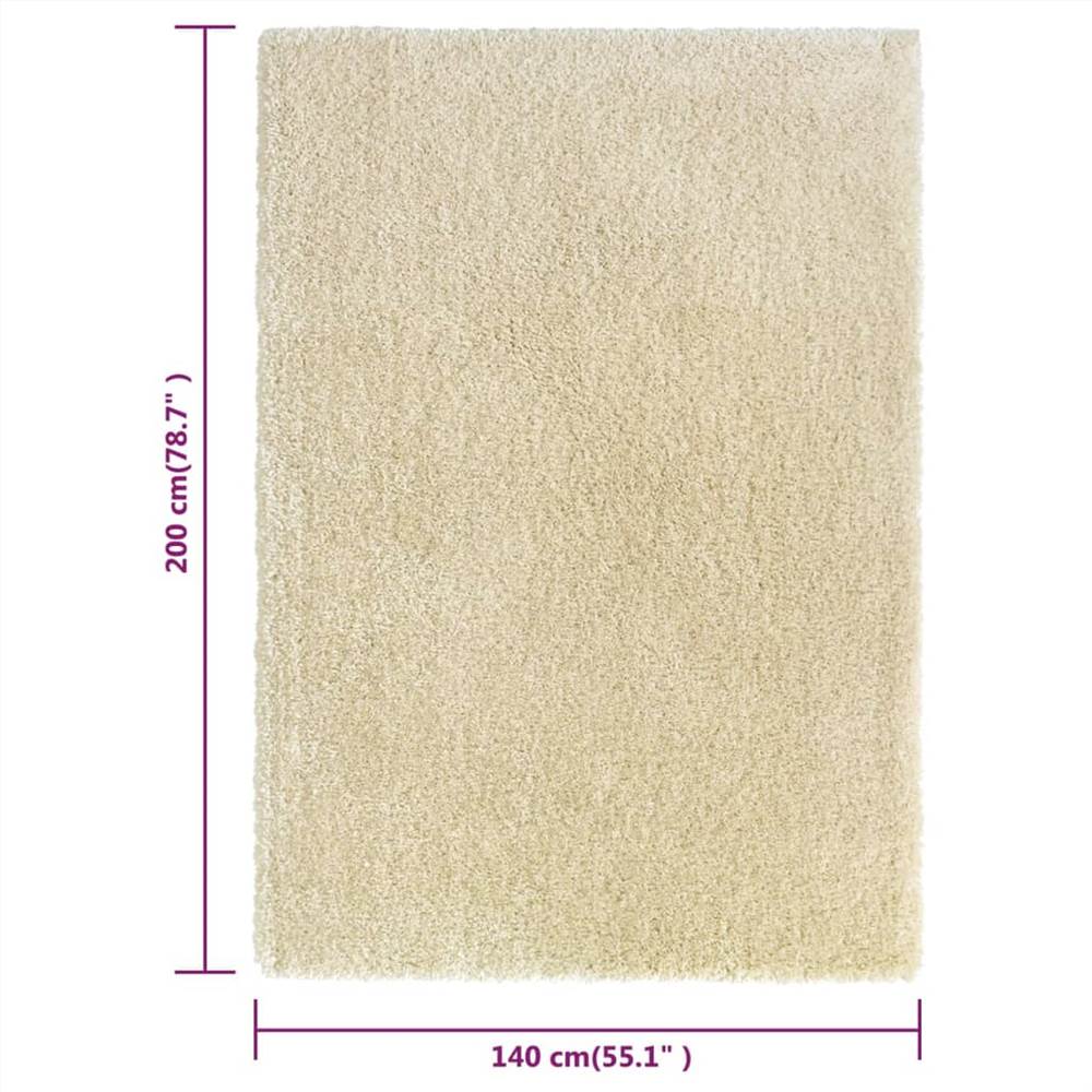 High Pile Shaggy Rug Beige 140x200 cm 50 mm
