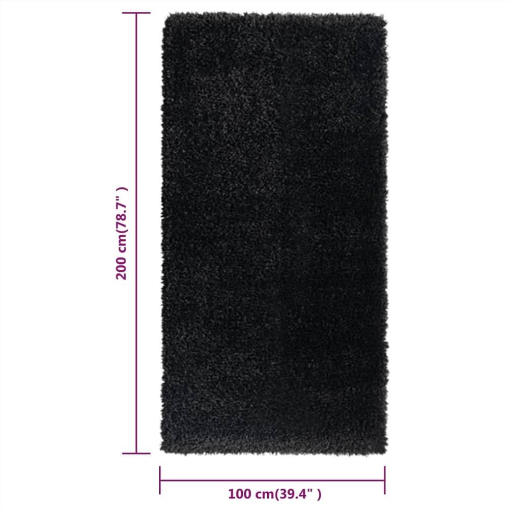 High Pile Shaggy Rug Black 100x200 cm 50 mm