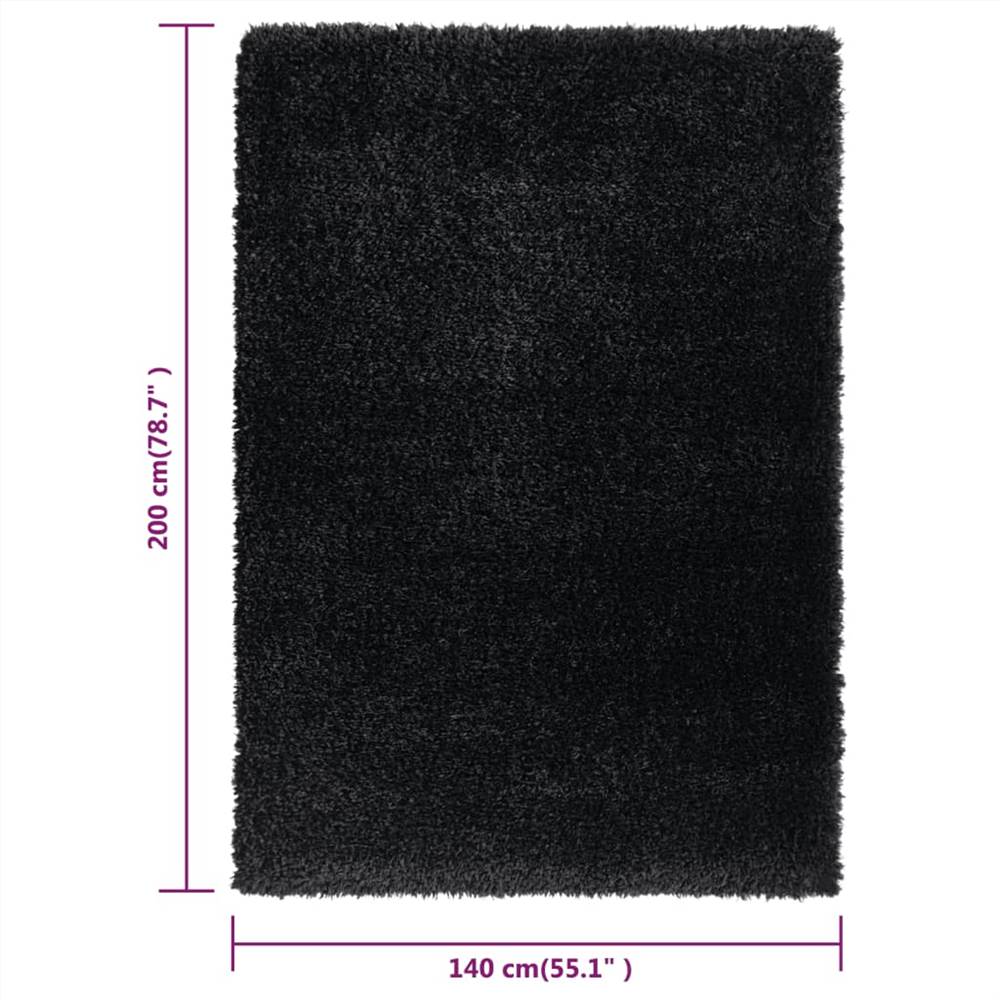 High Pile Shaggy Rug Black 140x200 cm 50 mm