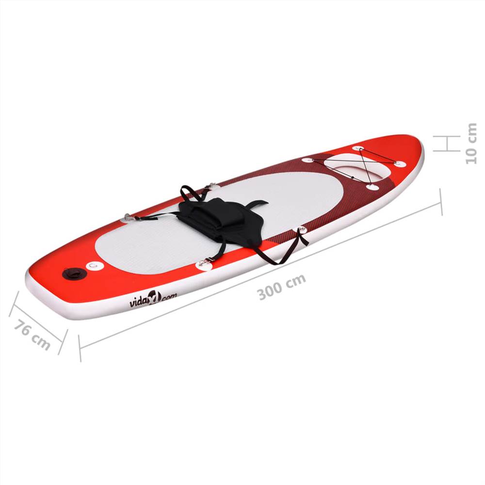 Inflatable Stand Up Paddle Board Set Red 300x76x10 cm