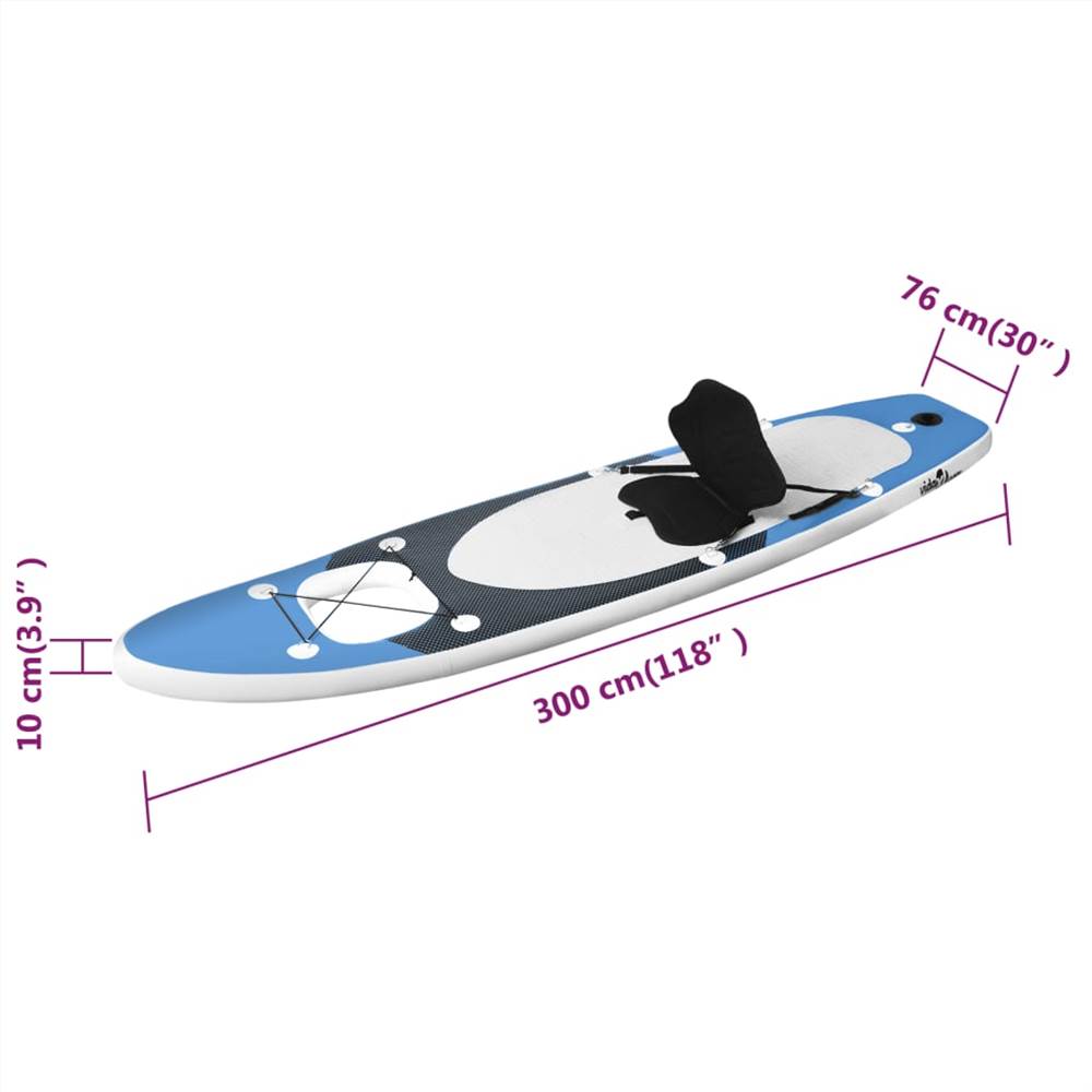 Inflatable Stand Up Paddle Board Set Sea Blue 300x76x10 cm