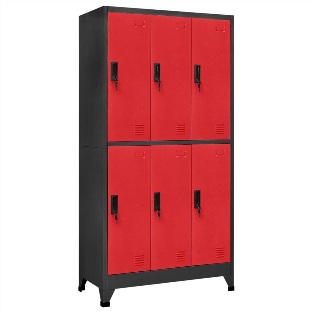 Locker Cabinet Anthracite and Red 90x45x180 cm Steel