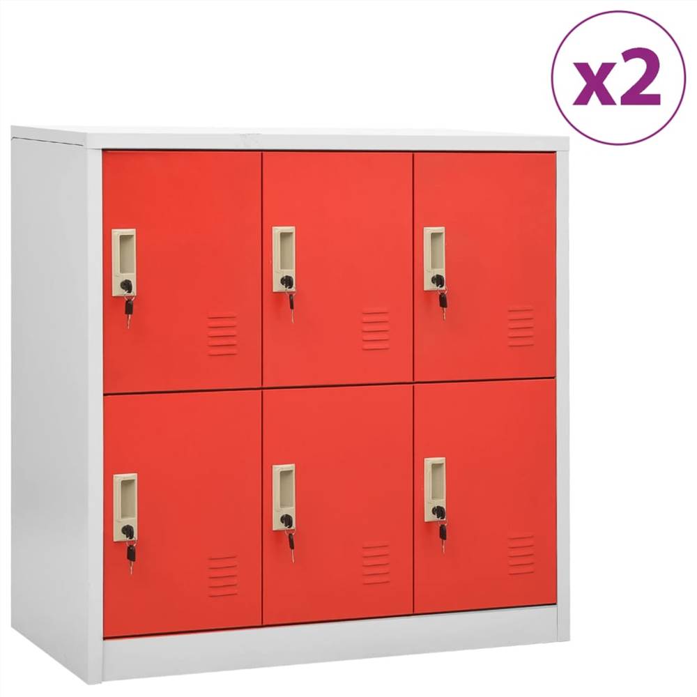 

Locker Cabinets 2 pcs Light Grey and Red 90x45x92.5 cm Steel