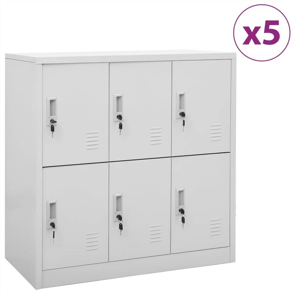 

5 Sets Locker Cabinets (5*6 Lockers) Light Grey 90x45x92.5 cm Steel