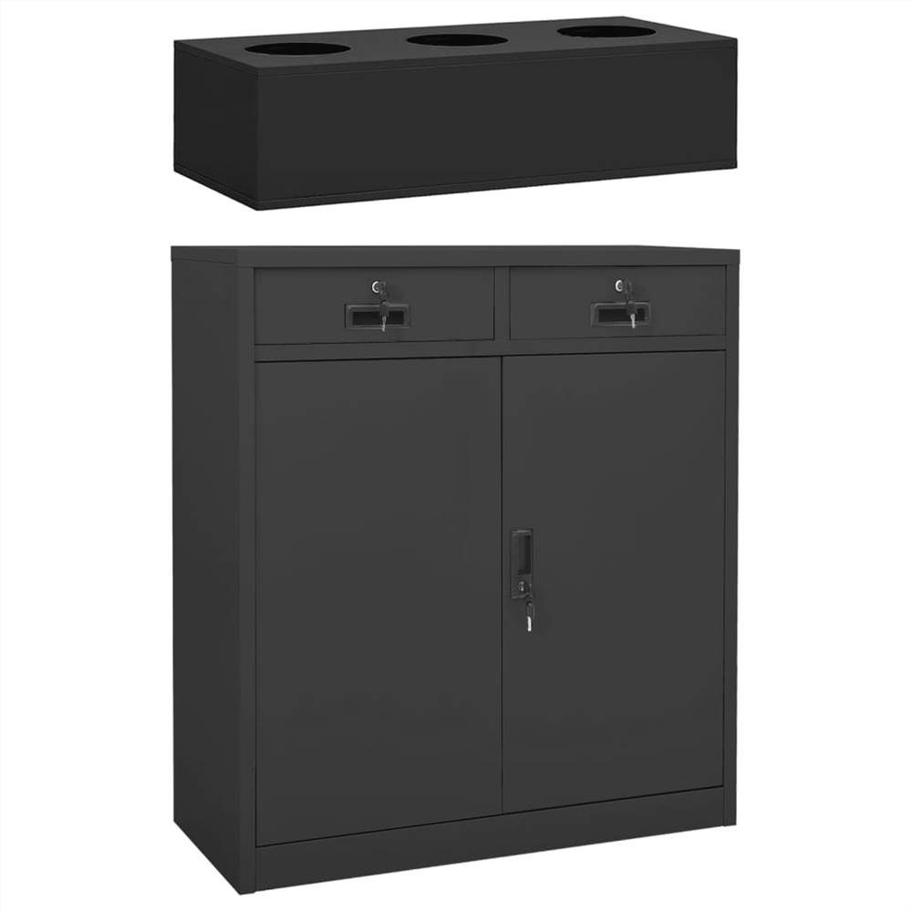 Office Cabinet with Planter Box Anthracite 90x40x125 cm Steel