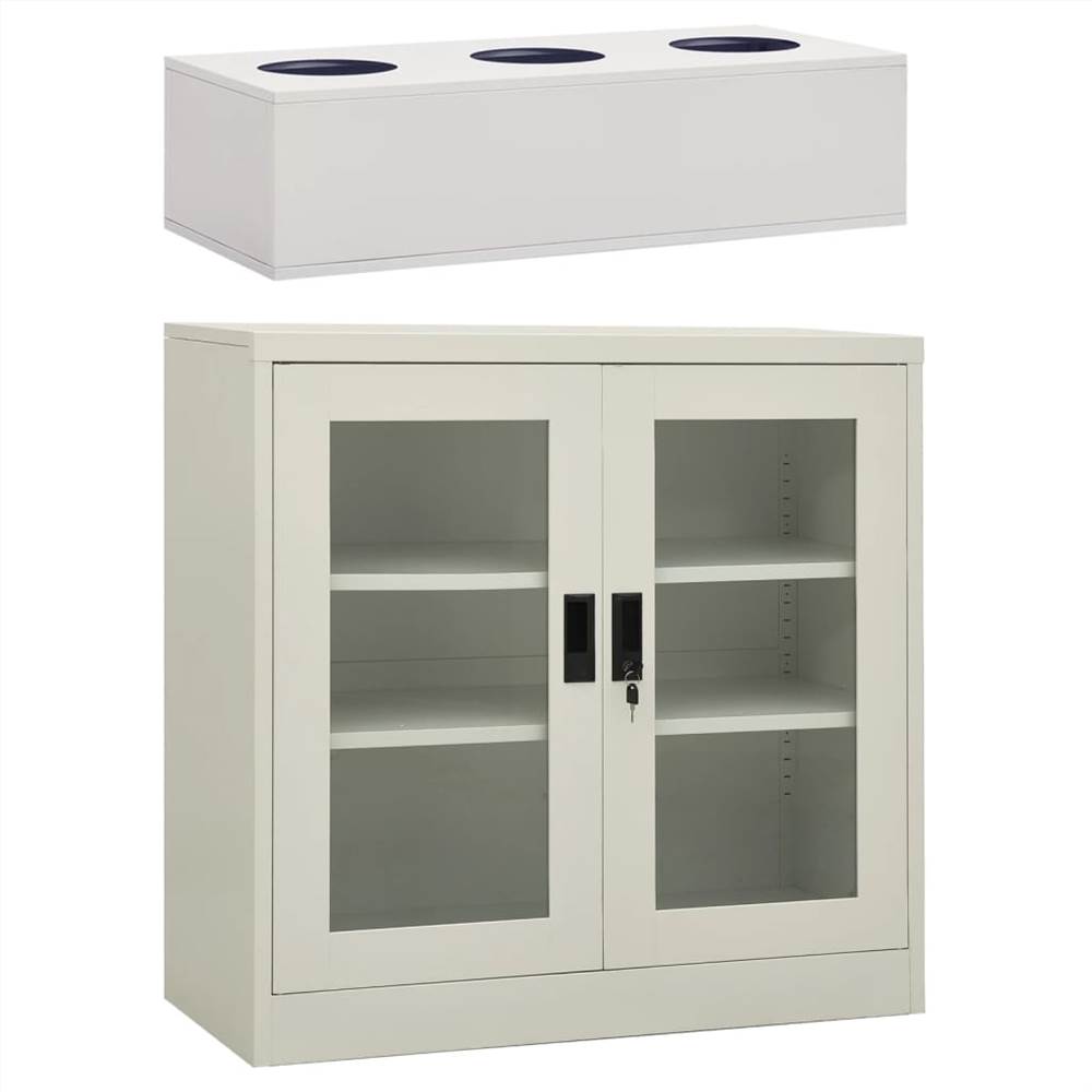 

Office Cabinet with Planter Box Light Grey 90x40x113 cm Steel