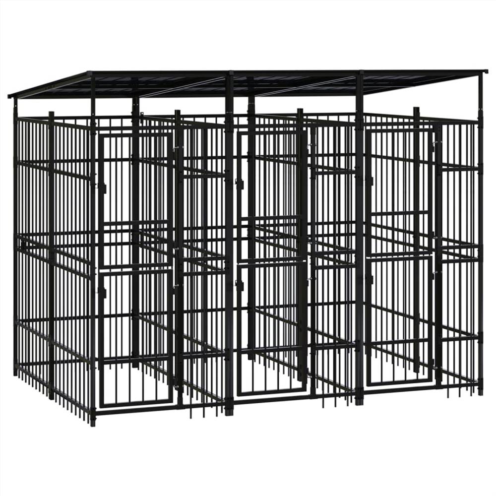 

Outdoor Dog Kennel with Roof Steel 5.53 m²