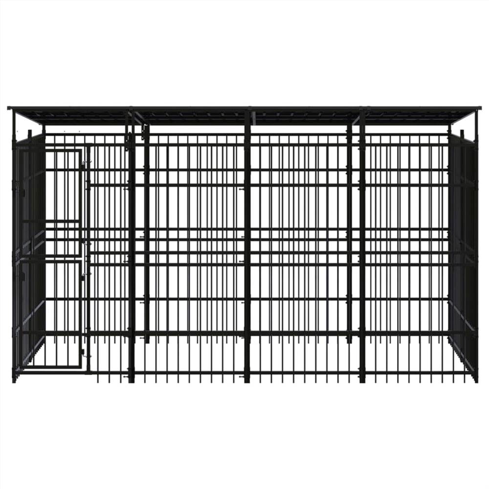 Outdoor Dog Kennel with Roof Steel 7.37 m²