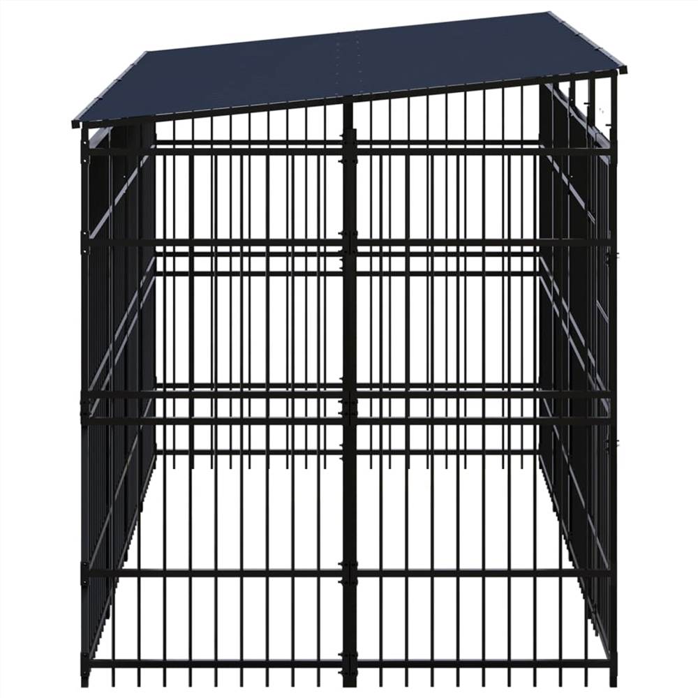 Outdoor Dog Kennel with Roof Steel 7.37 m²