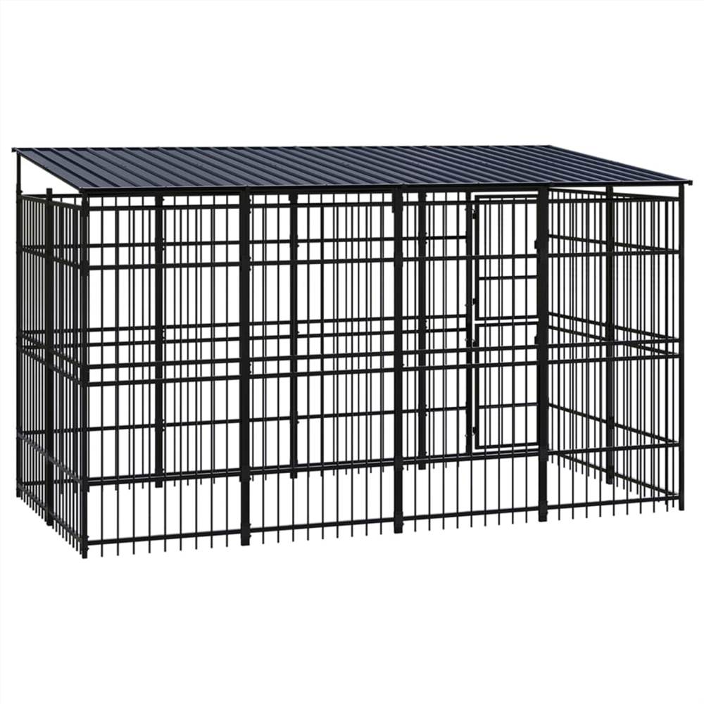 Outdoor Dog Kennel with Roof Steel 7.37 m²