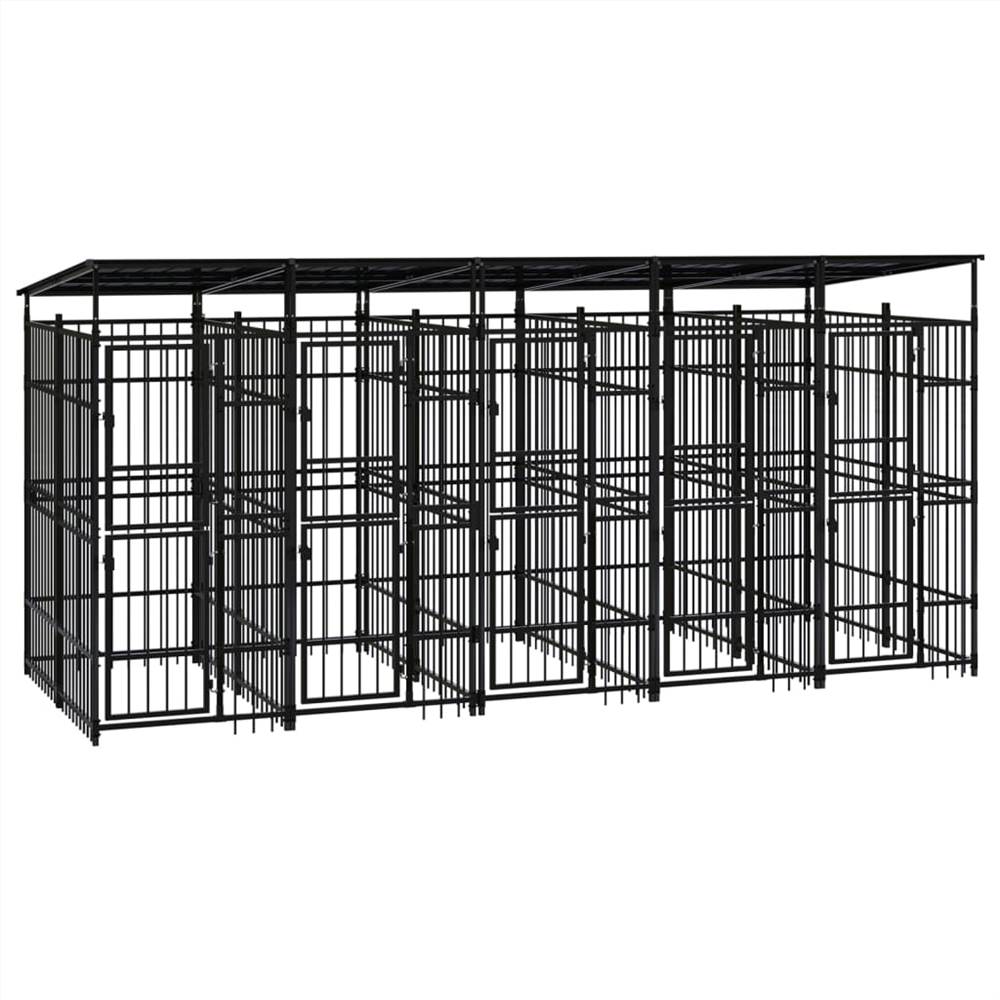 

Outdoor Dog Kennel with Roof Steel 9.22 m²