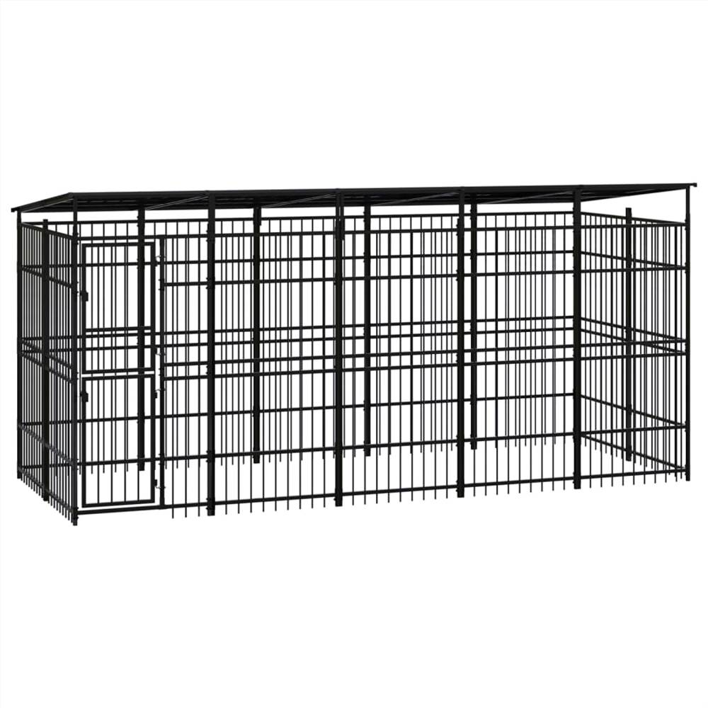 

Outdoor Dog Kennel with Roof Steel 9.22 m²