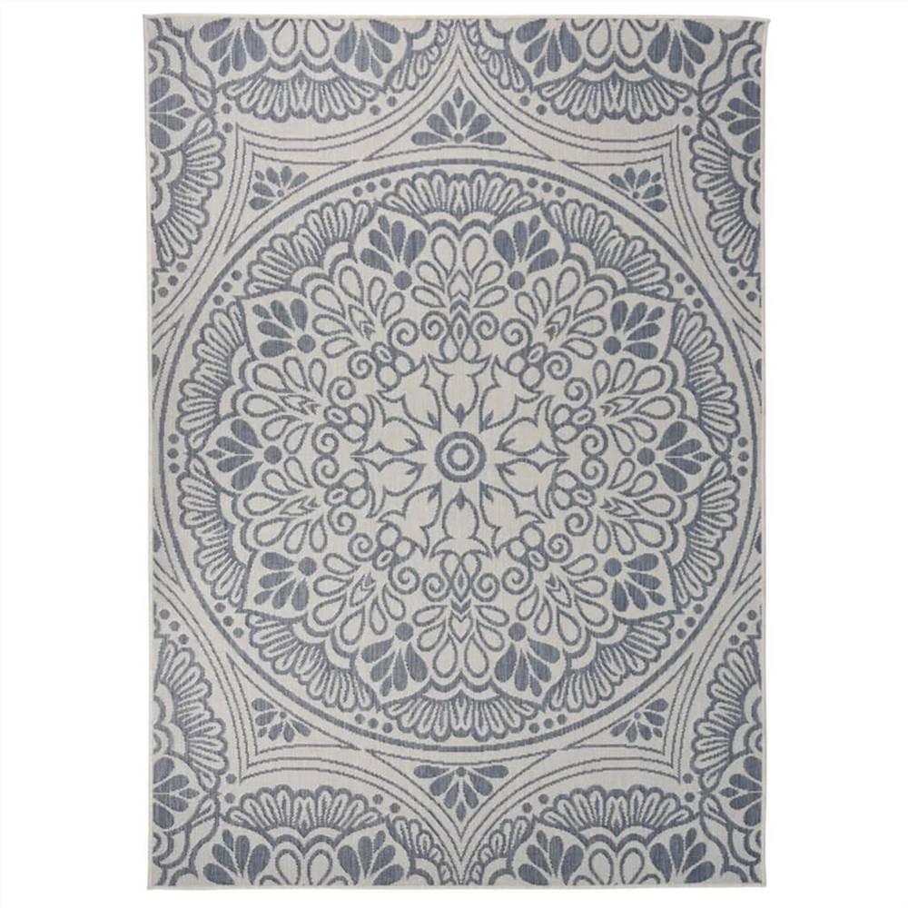 

Outdoor Flatweave Rug 120x170 cm Blue Pattern