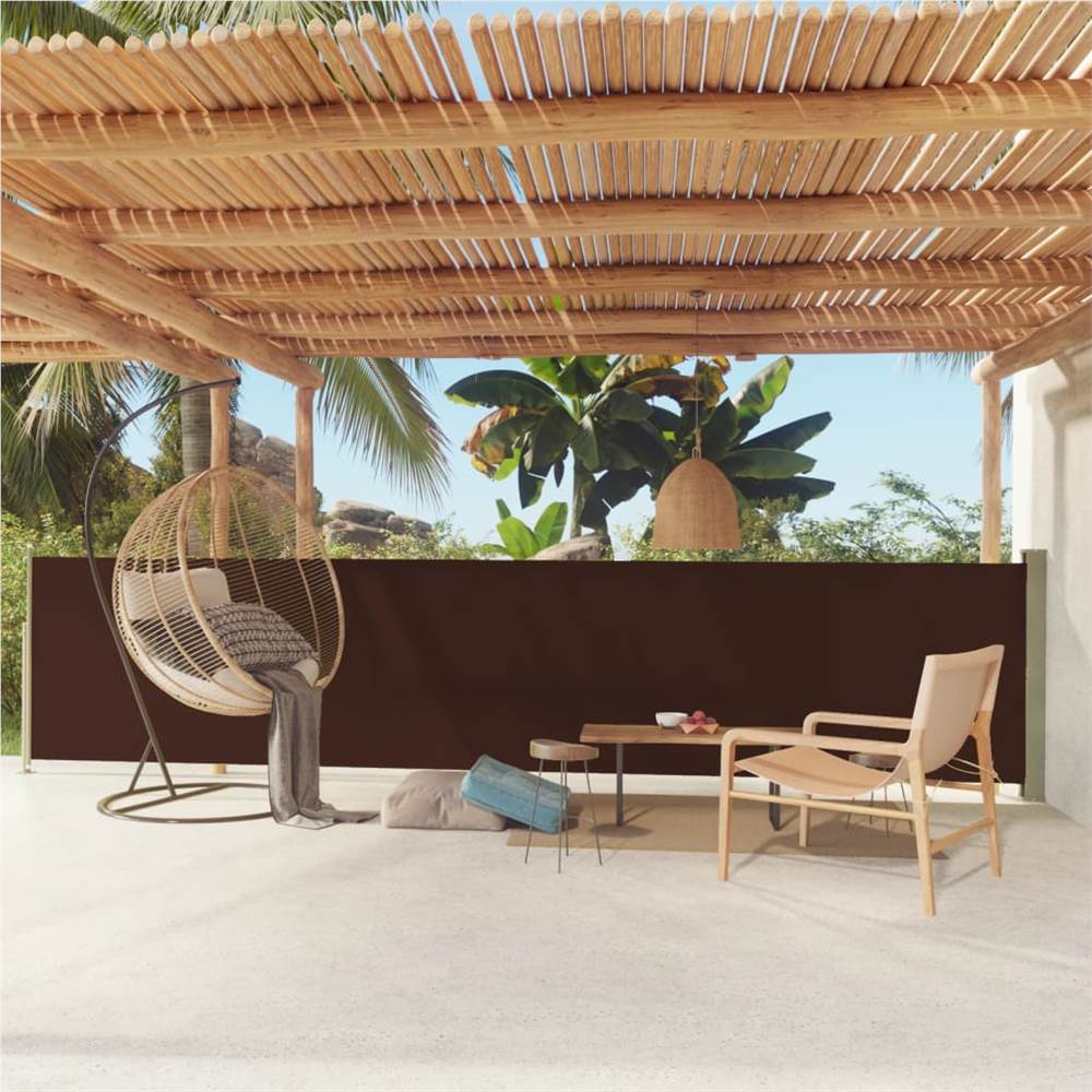 Patio Retractable Side Awning 117x600 cm Brown