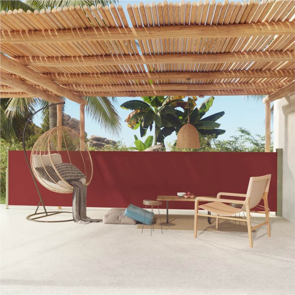 Patio Retractable Side Awning 117x600 cm Red