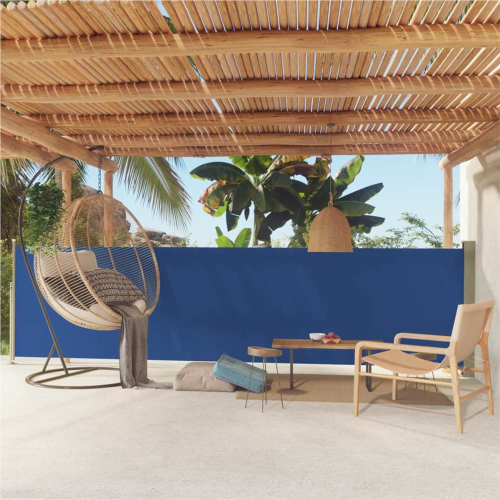 Patio Retractable Side Awning 140x500 cm Blue