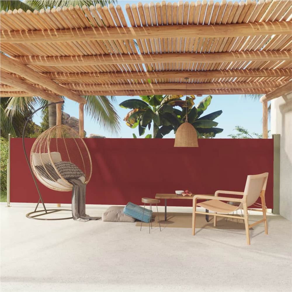 Patio Retractable Side Awning 140x600 cm Red