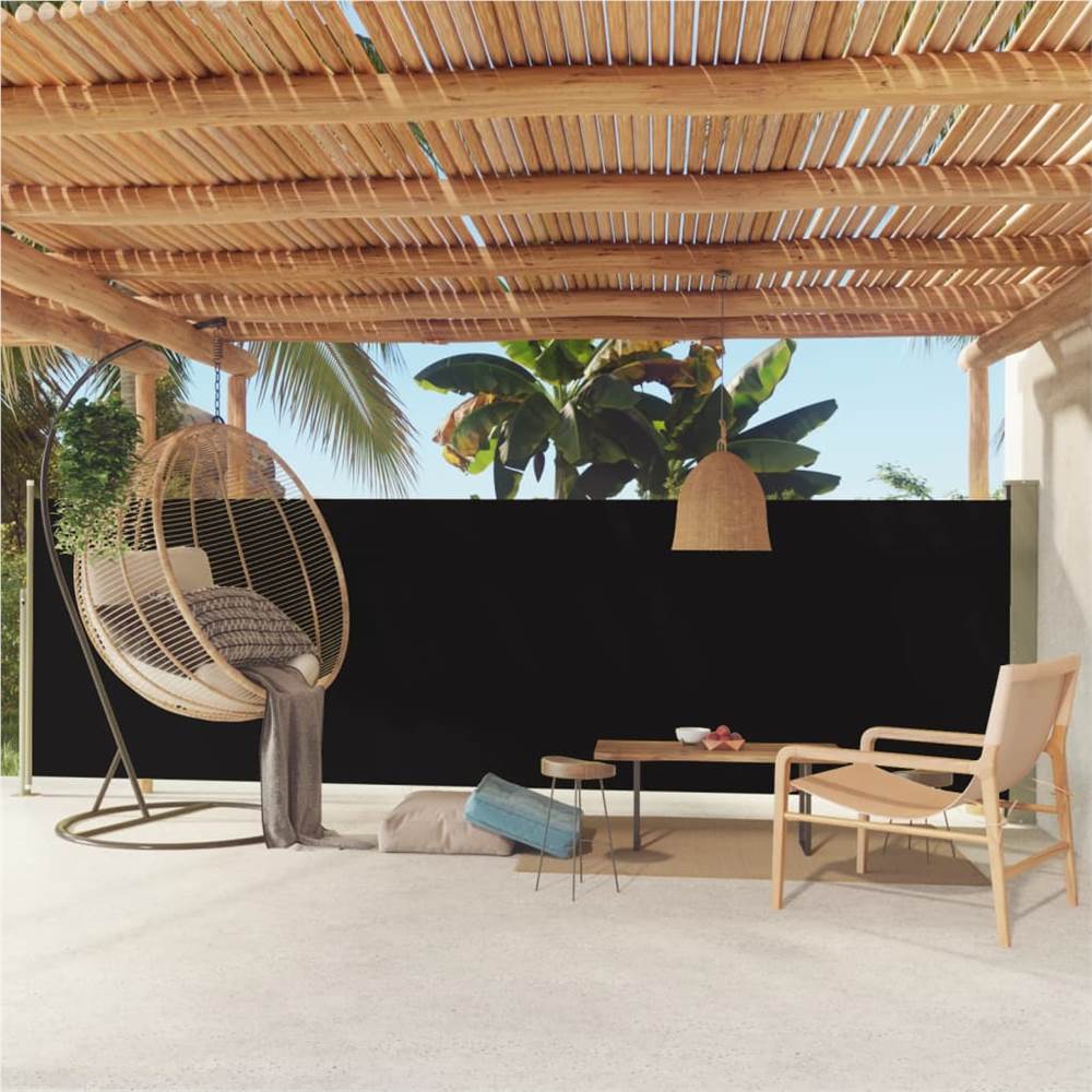Patio Retractable Side Awning 160x500 cm Black