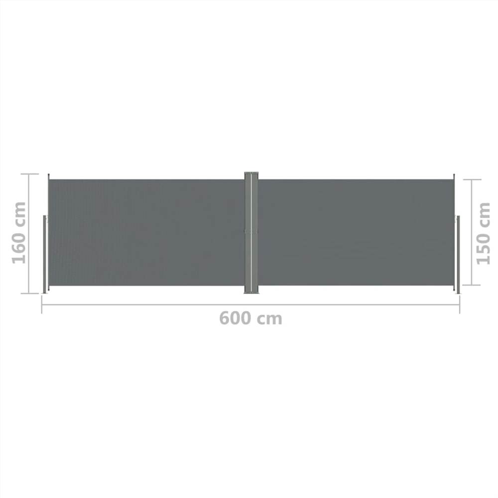 Retractable Side Awning Anthracite 160x600 cm