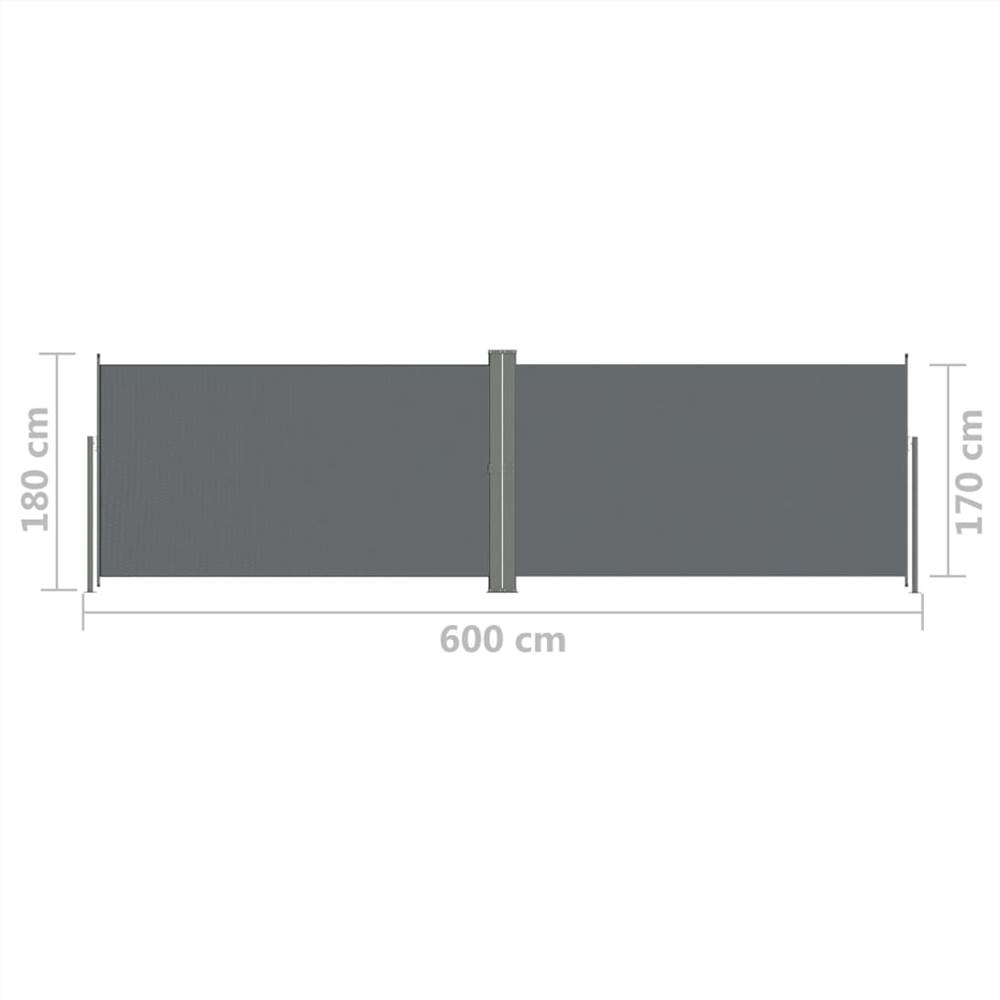 Retractable Side Awning Anthracite 180x600 cm