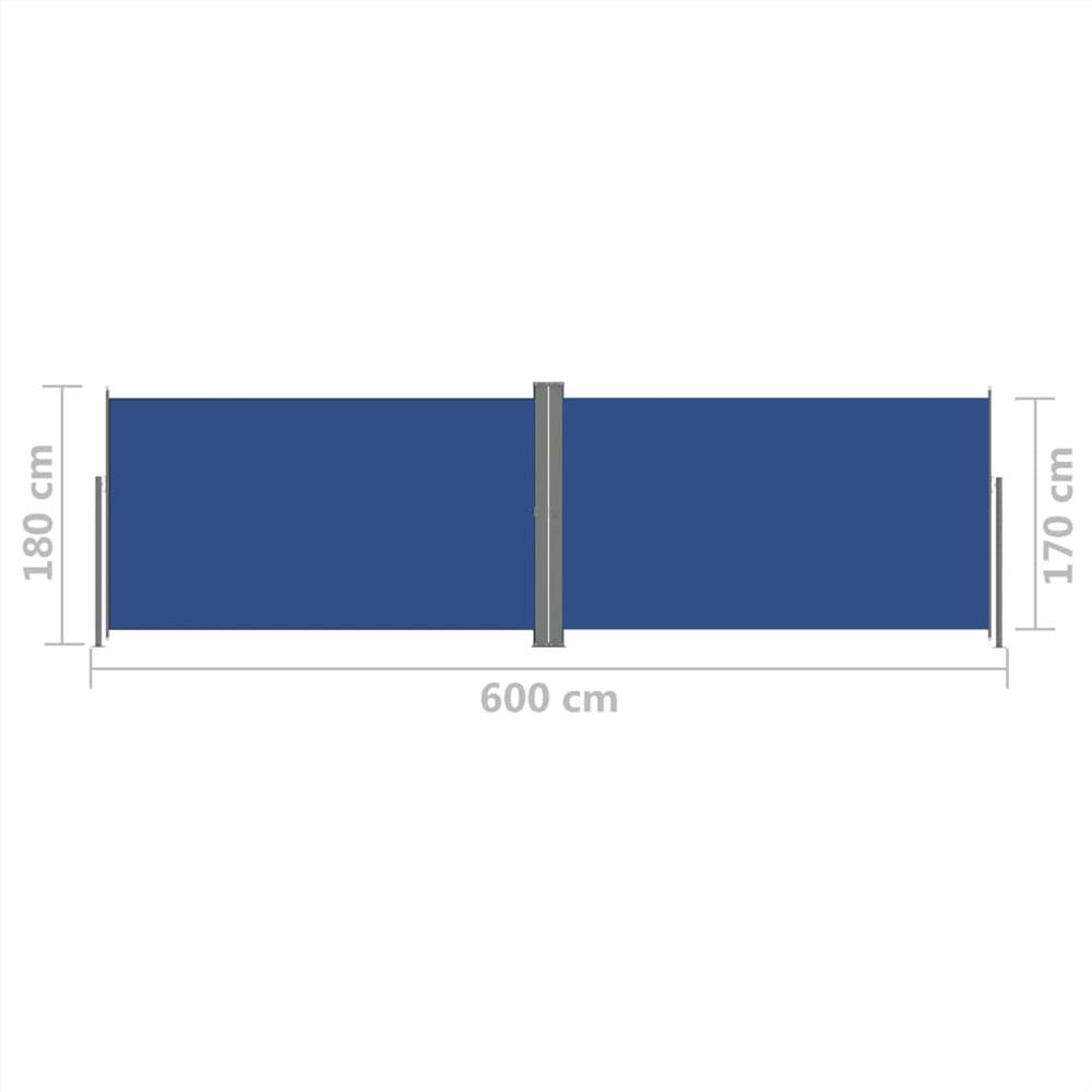 Retractable Side Awning Blue 180x600 cm