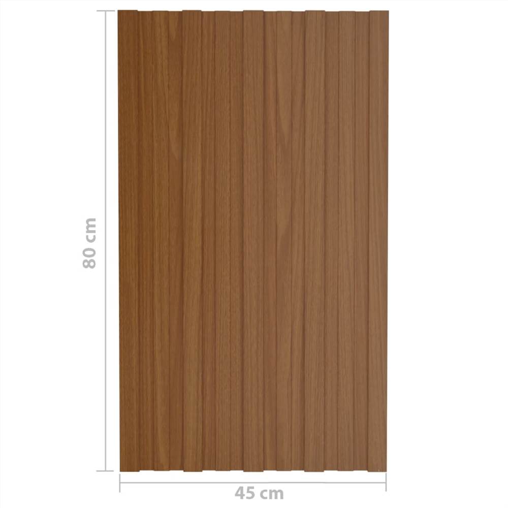 Roof Panels 12 pcs Galvanised Steel Brown 80x45 cm