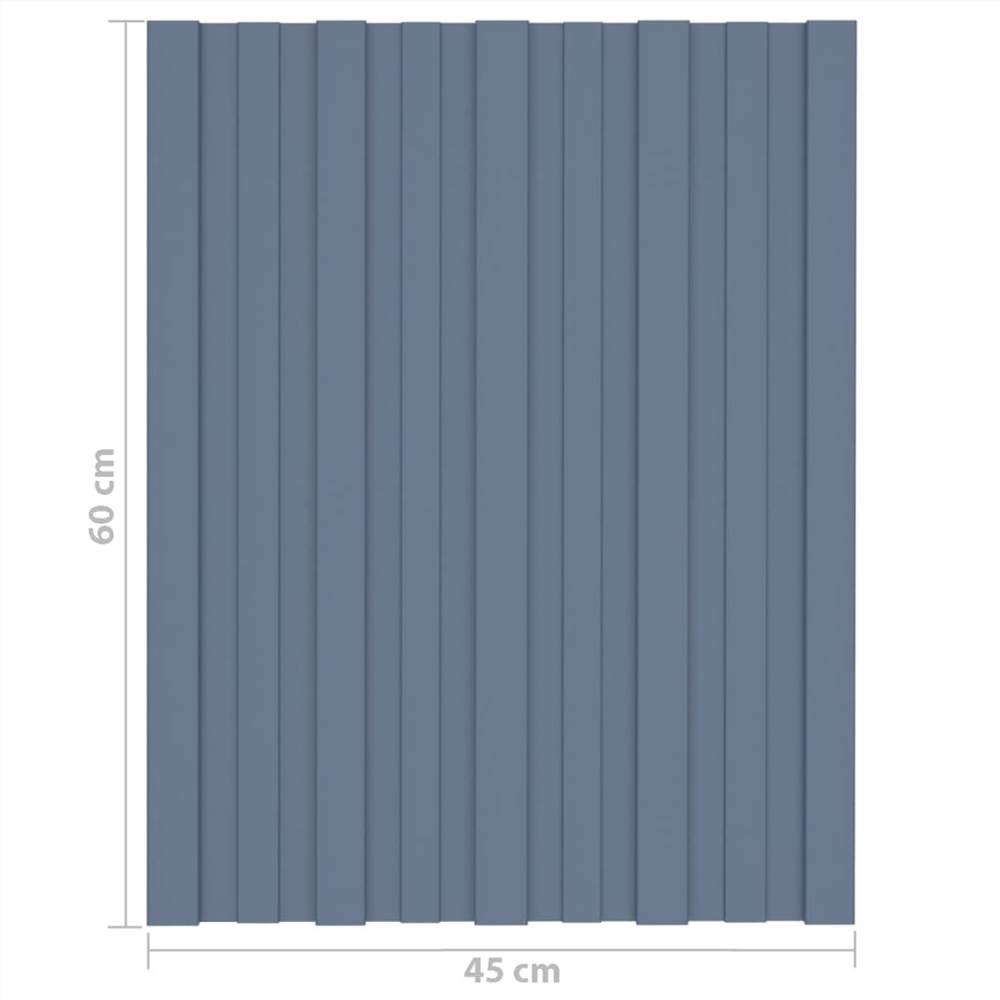 Roof Panels 12 pcs Galvanised Steel Grey 60x45 cm