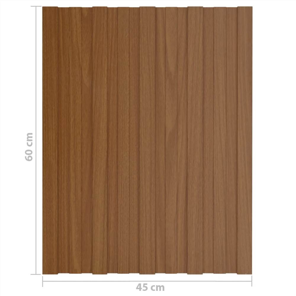 Roof Panels 36 pcs Galvanised Steel Brown 60x45 cm
