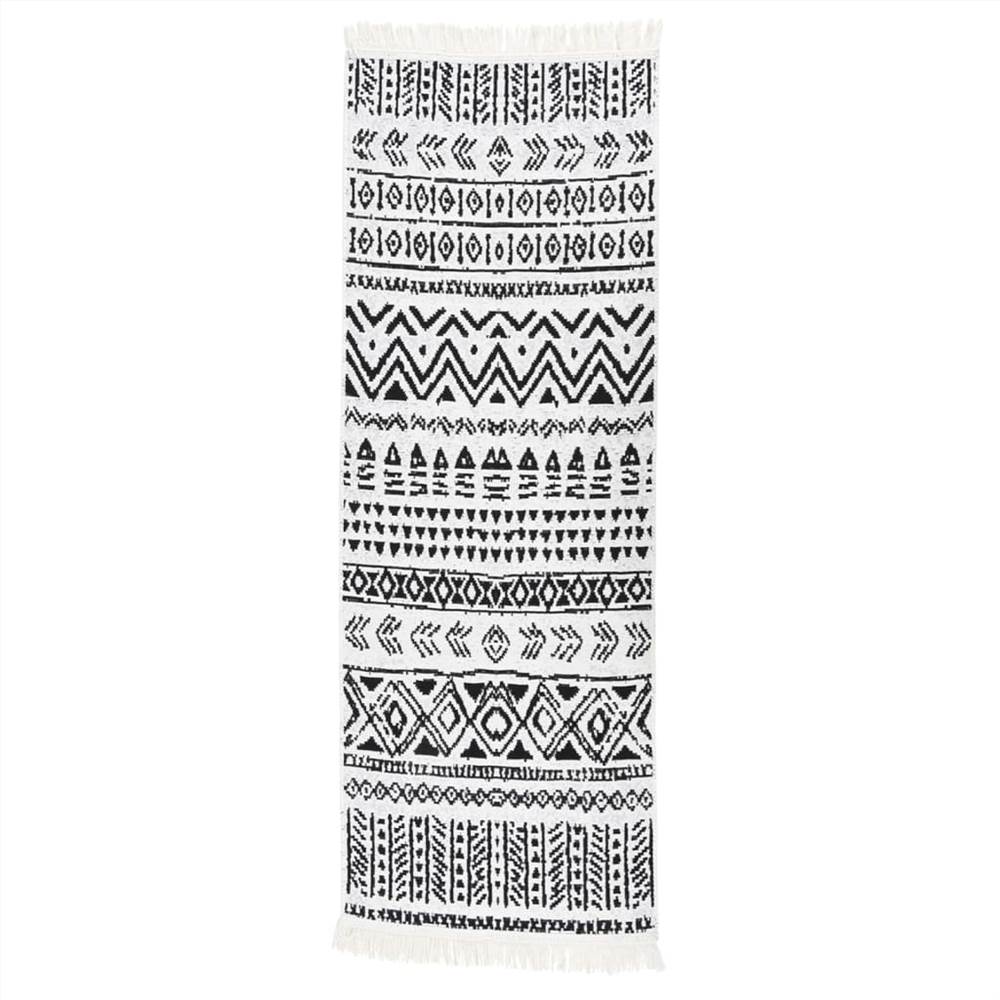 

Rug Black and White 100x300 cm Cotton