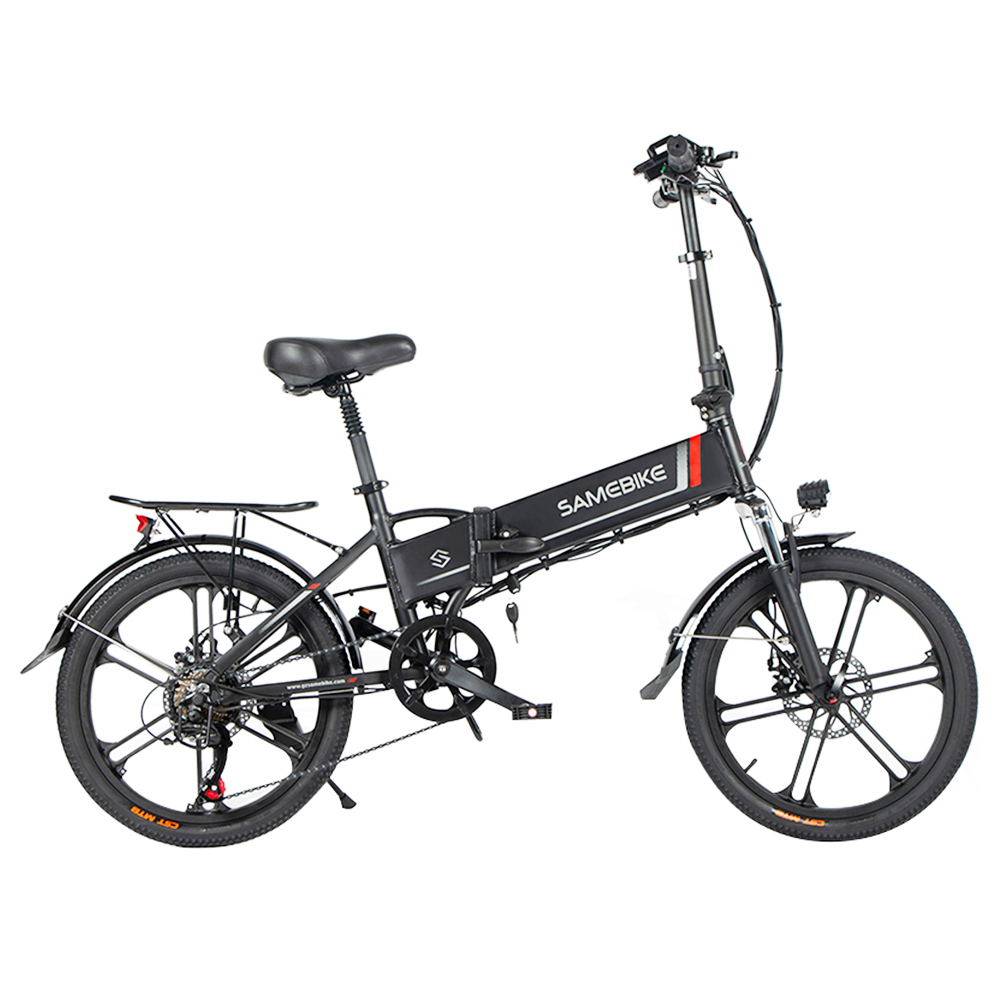 SAMEBIKE 20LVXD30-II Bicicletta elettrica pieghevole per ciclomotore 20 '' Pneumatico 48 V 350 W Motore 10 Ah Batteria 30 km / h Velocità massima - Nero
