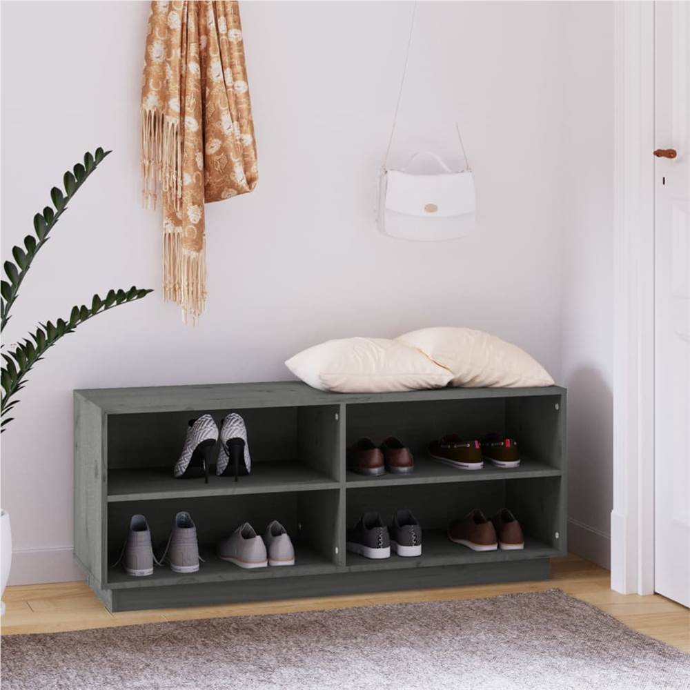 

Shoe Cabinet Grey 110x34x45 cm Solid Wood Pine
