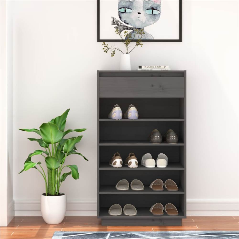 

Shoe Cabinet Grey 60x34x105 cm Solid Wood Pine