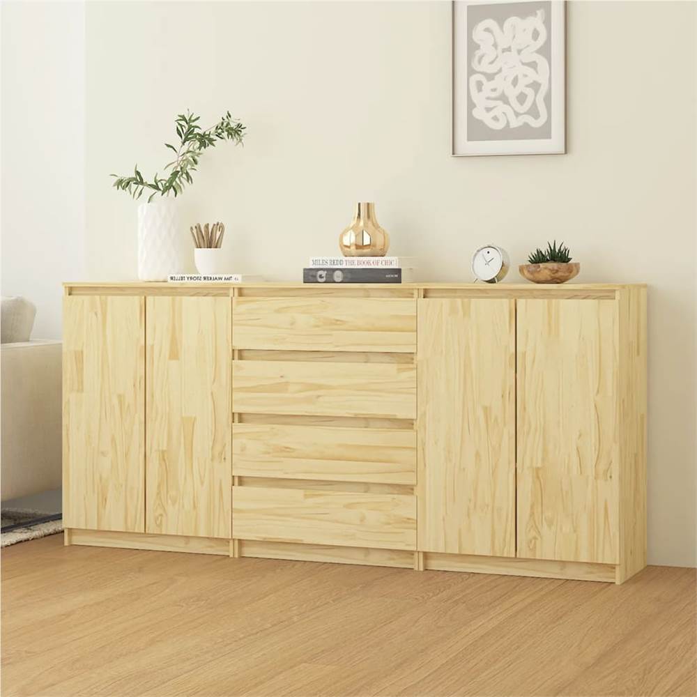 

Side Cabinets 3 pcs Solid Pinewood