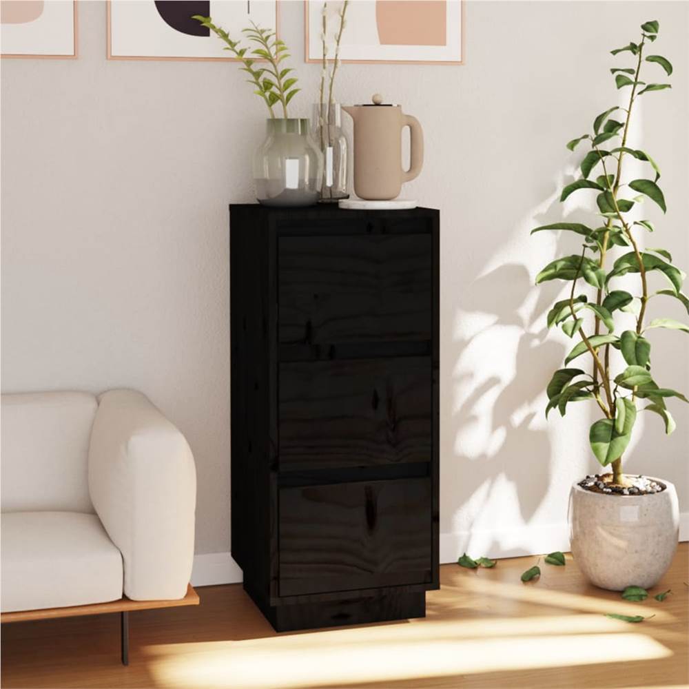 

Sideboard Black 32x34x75 cm Solid Wood Pine