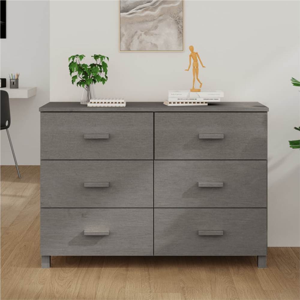 

Sideboard Light Grey 113x40x80 cm Solid Wood Pine