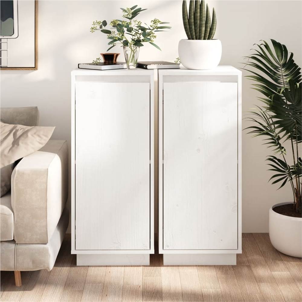 

Sideboards 2 pcs White 31.5x34x75 cm Solid Wood Pine