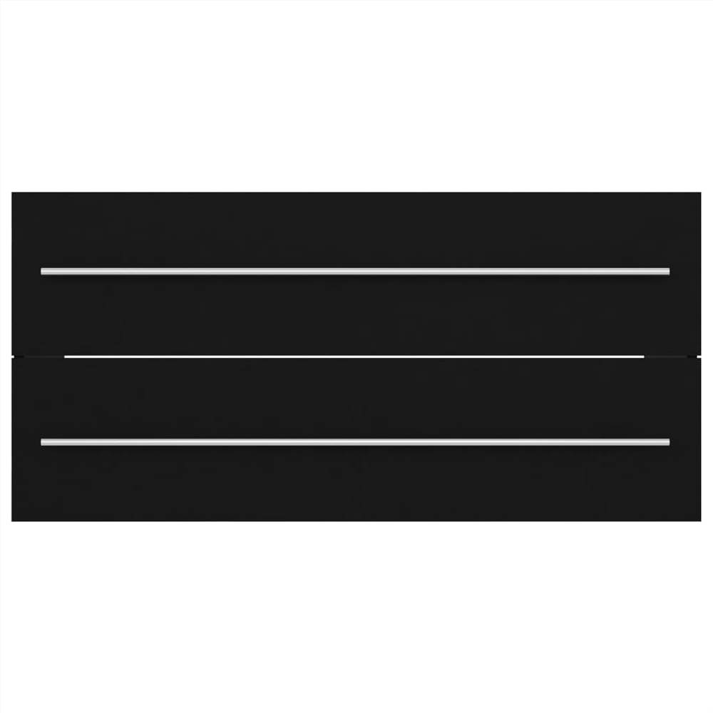 Sink Cabinet with Built-in Basin Black Chipboard