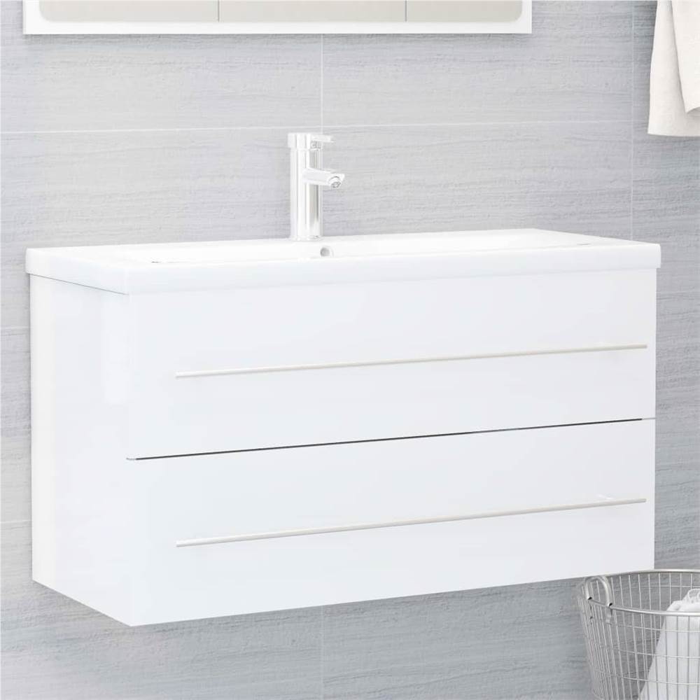

Sink Cabinet with Built-in Basin White Chipboard