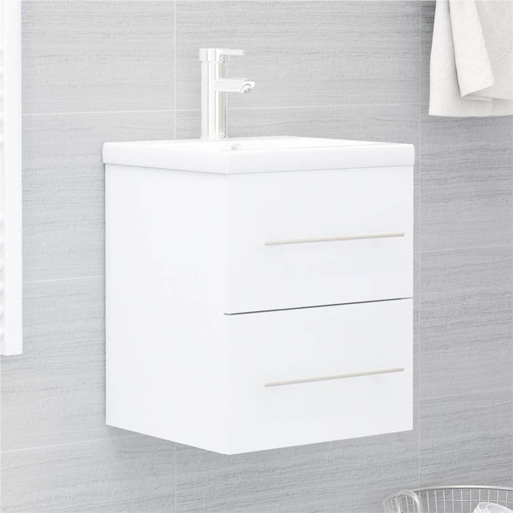 Sink Cabinet with Built-in Basin White Chipboard
