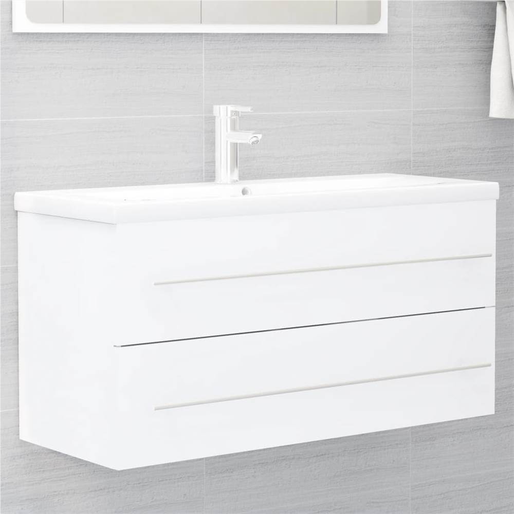 

Sink Cabinet with Built-in Basin White Chipboard