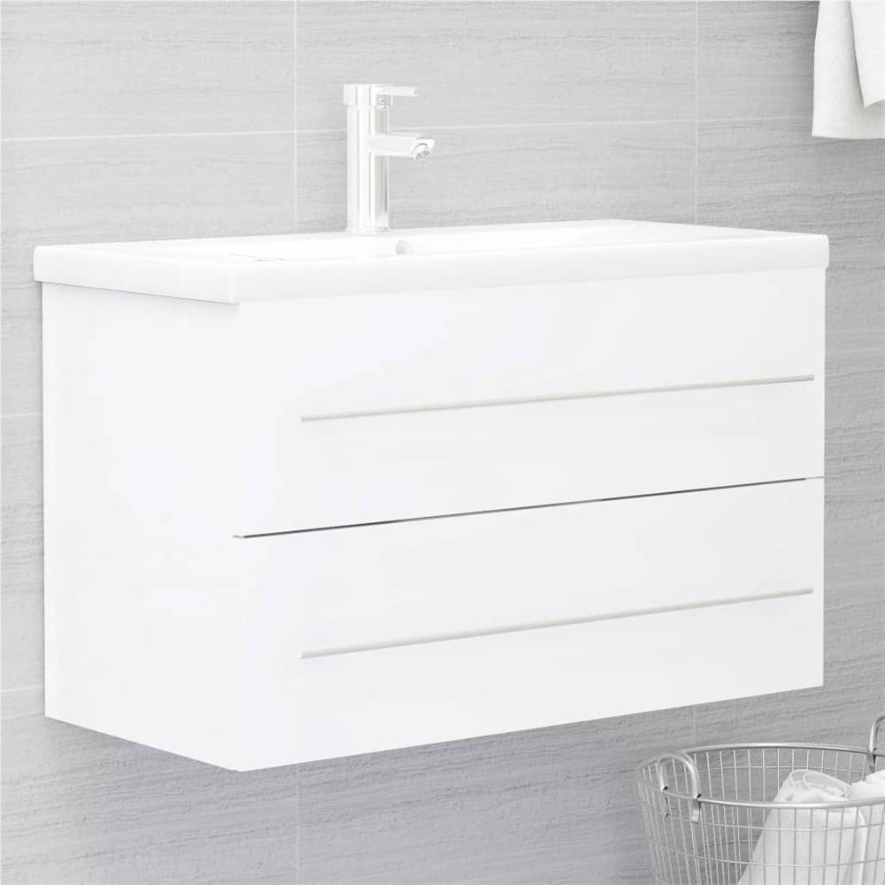

Sink Cabinet with Built-in Basin White Chipboard