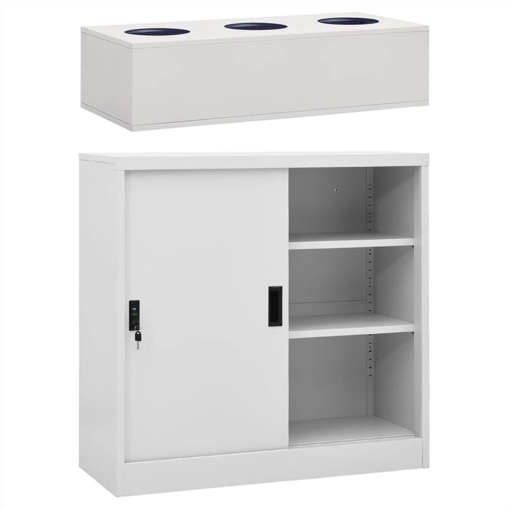 

Sliding Door Cabinet with Planter Box Light Grey Steel
