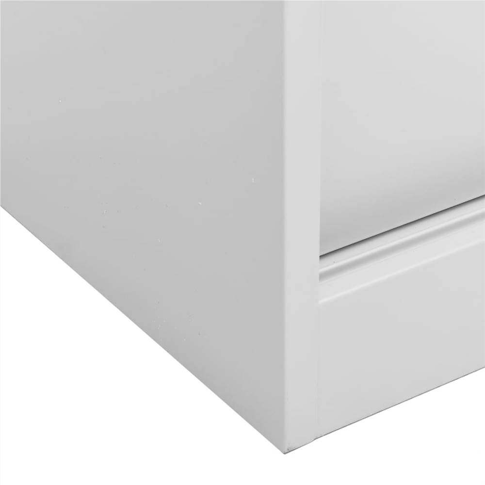 Sliding Door Cabinet with Planter Box Light Grey Steel