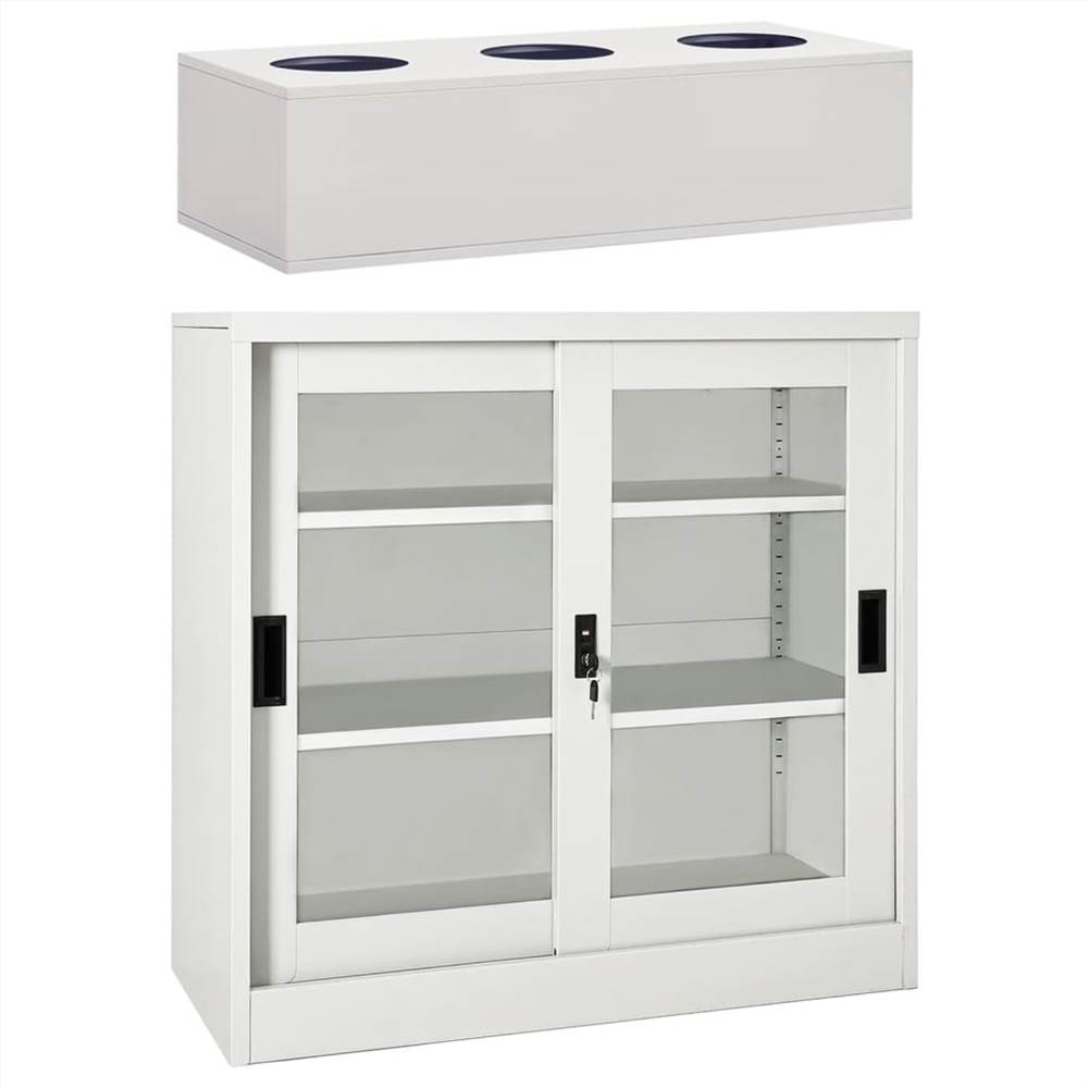 

Sliding Door Cabinet with Planter Box Light Grey Steel