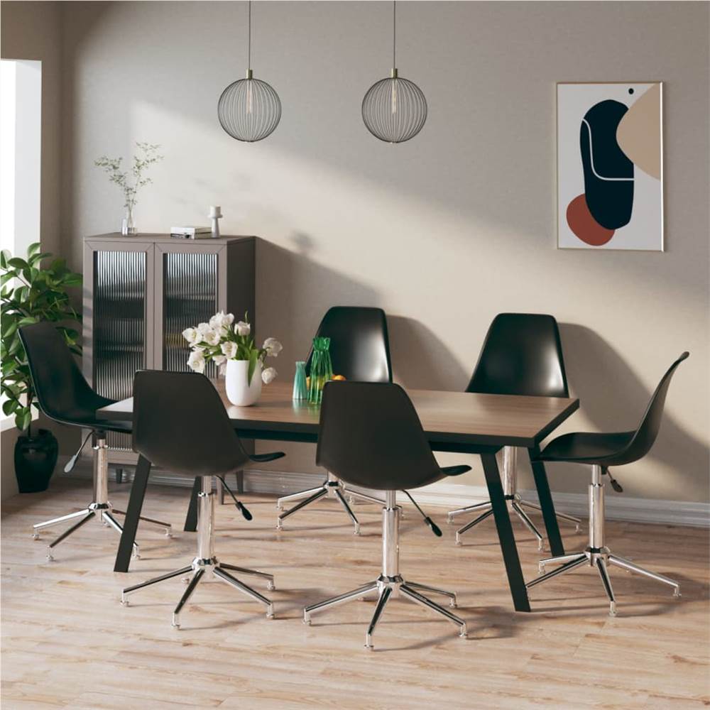 

Swivel Dining Chairs 6 pcs Black PP