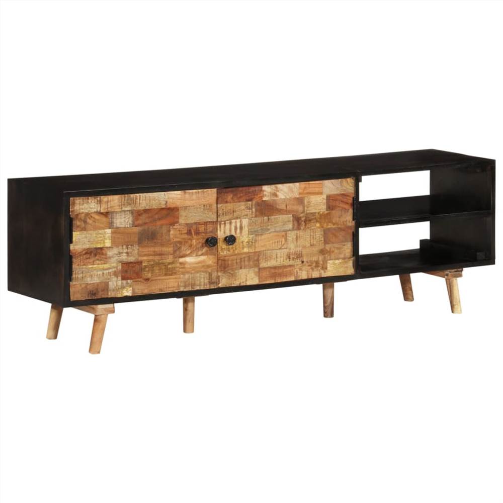 

TV Cabinet 140x30x45 cm Rough Mango Wood and Solid Acacia Wood