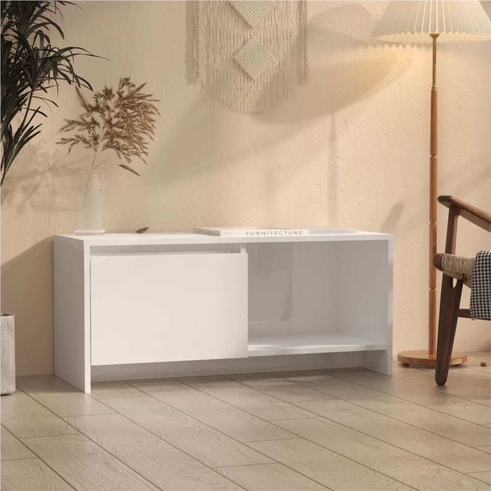 

TV Cabinet High Gloss White 90x35x40 cm Chipboard