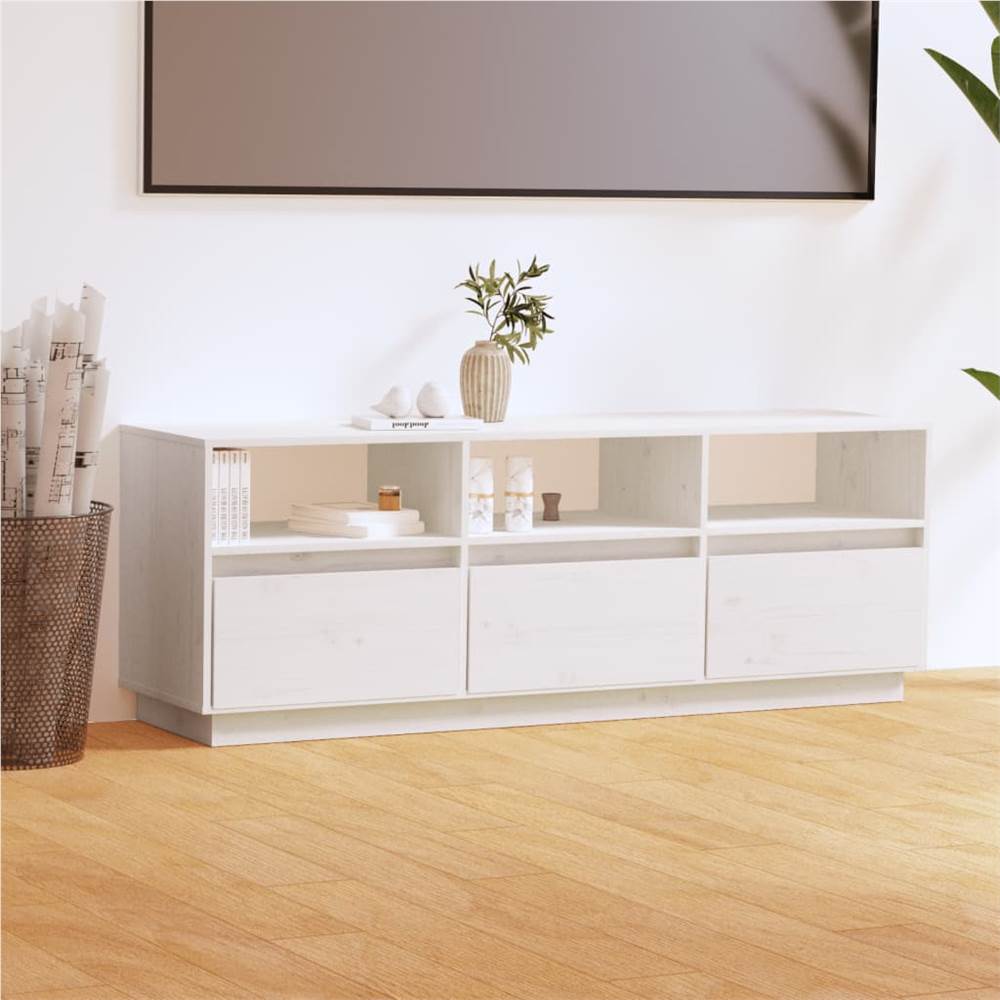 

TV Cabinet White 140x37x50 cm Solid Wood Pine