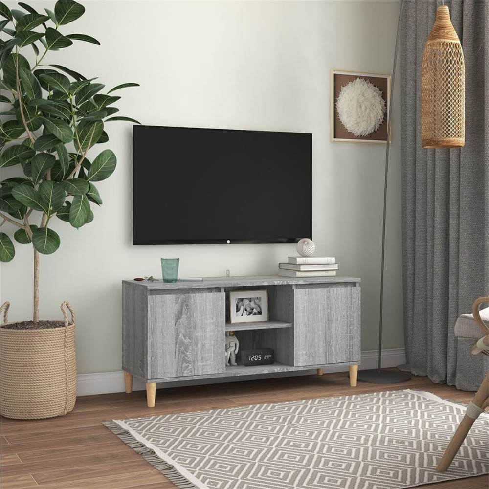 

TV Cabinet with Solid Wood Legs Grey Sonoma 103.5x35x50 cm